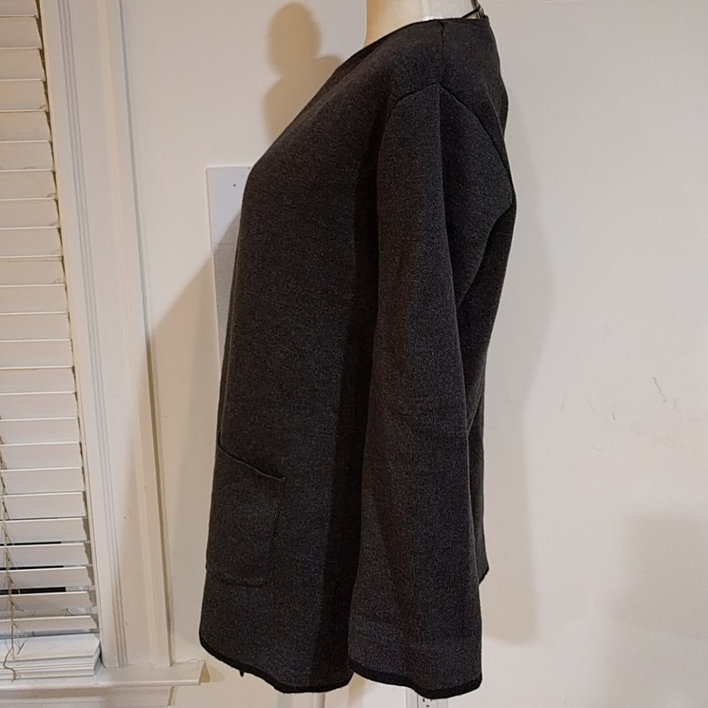 NWT Alfani Dark Gray Black Sweater Coat w/ Pockets - Picture 6 of 7